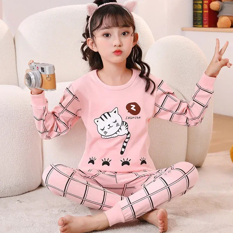 Children's Pajamas Set Cartoon Panda Kids Sleepwear Baby Boys Clothes Sleep Suit Cotton Pyjamas Infant Nightwear For Girls