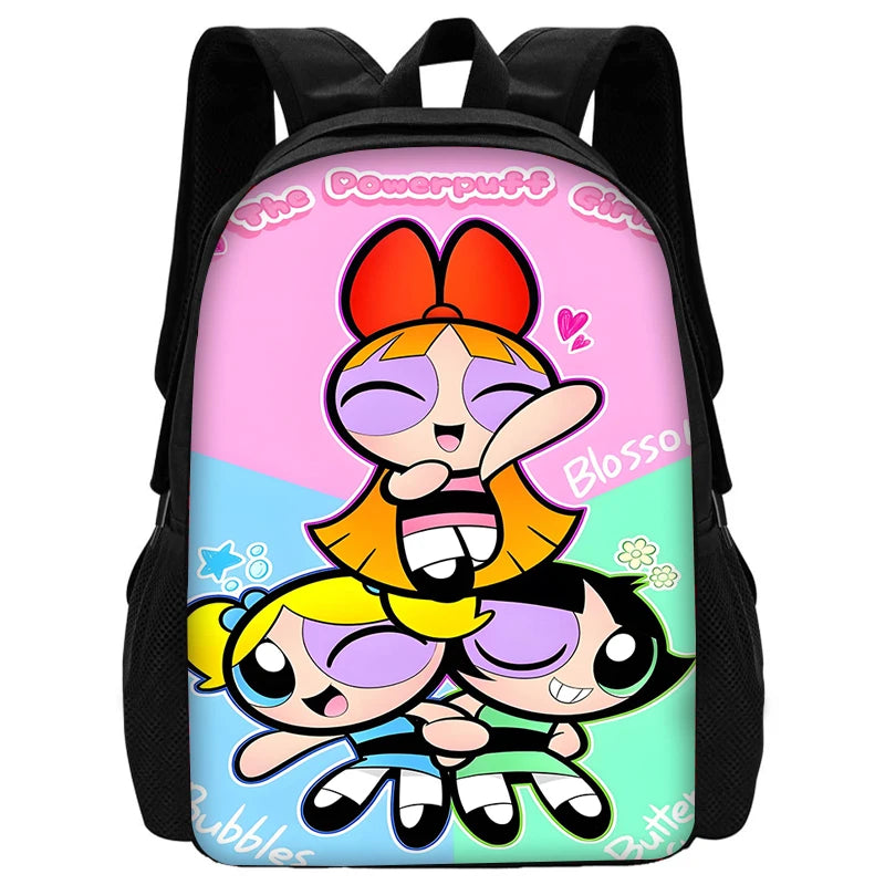 Child Cute Anime Powerpuffs Girlss School Backpack with Lunch Bags ,Pencil Bags ,School Bags for Boys Girls Best Gift