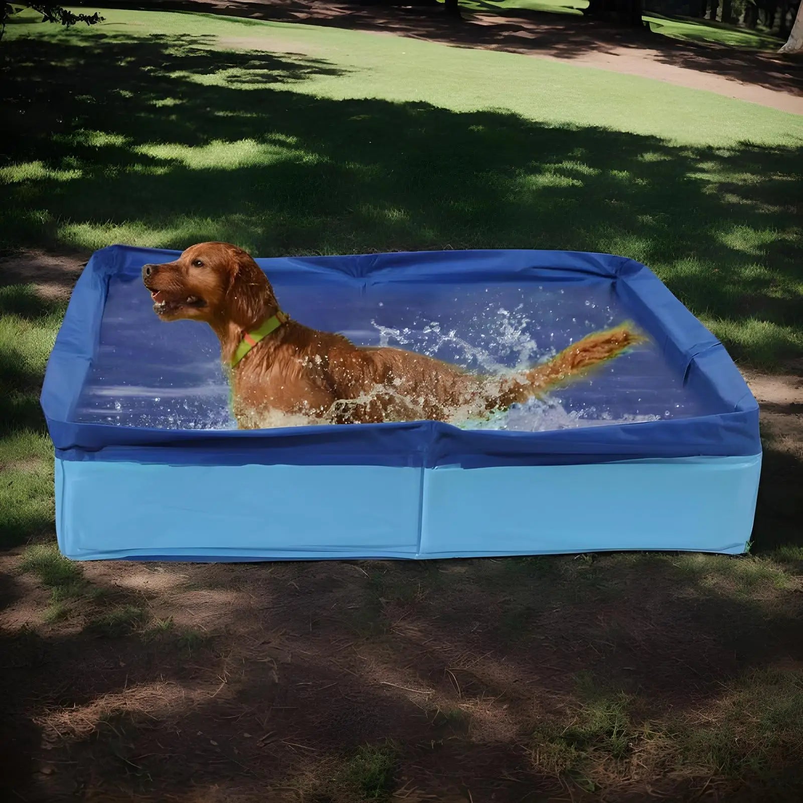 Pet Bath Pool PVC Foldable Dog Bath Tub Square-Shaped Anti-Slip bottom Save Space Pet interaction Bathing Tub for Garden Outdoor