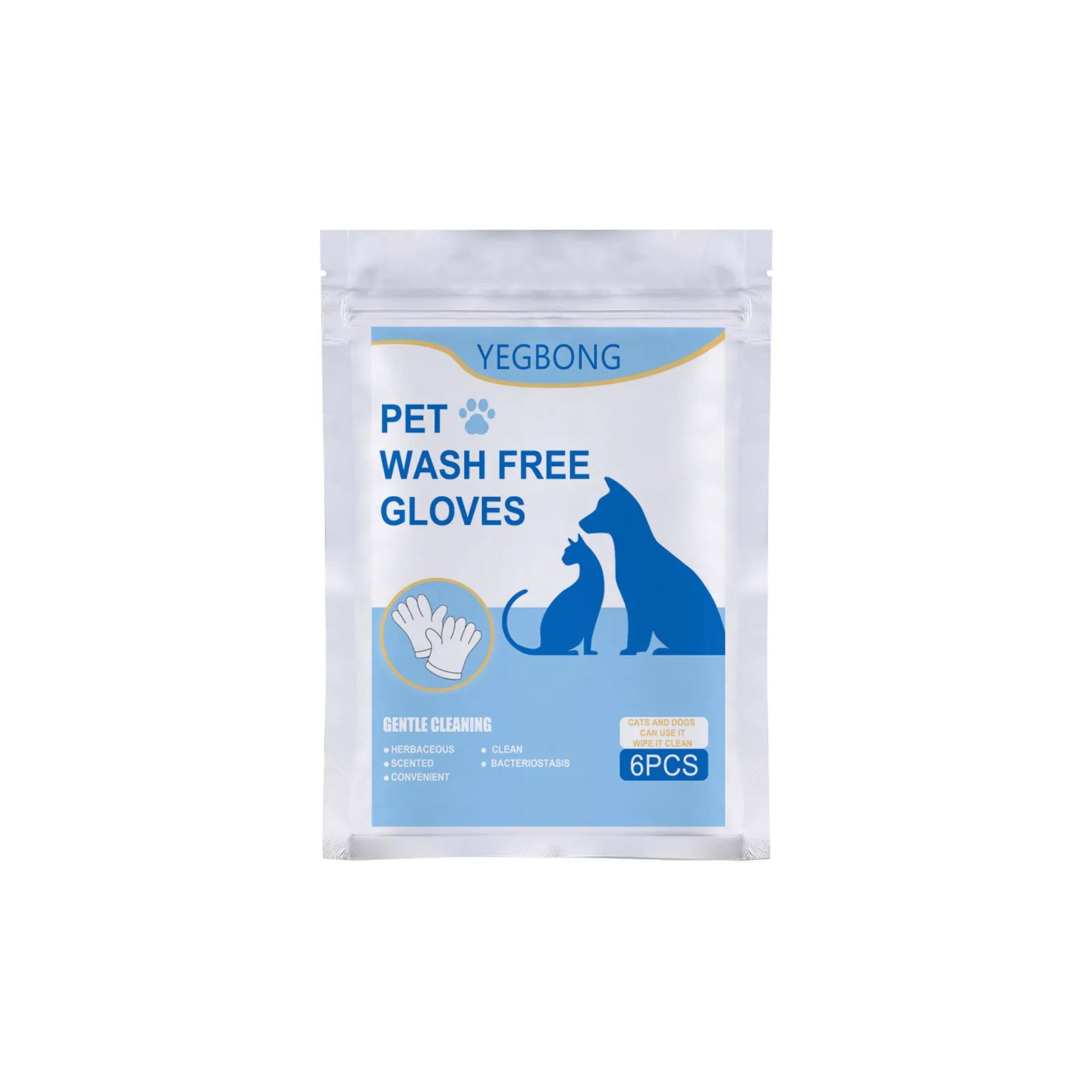 Pet Wash Free Cleaning Gloves Towels Removing Stubborn Dirt Eliminating Odors Smoothing Hair No Rinse Washing Gloves Towels 6pcs