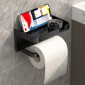 1 Pack Wall-Mounted No-Drill Toilet Paper Holder with Shelf and Phone Holder, Polypropylene Material, Bathroom Tissue Roll Dispe