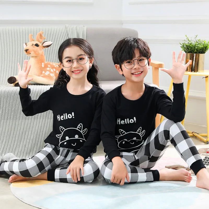 Children's Pajamas Set Cartoon Panda Kids Sleepwear Baby Boys Clothes Sleep Suit Cotton Pyjamas Infant Nightwear For Girls