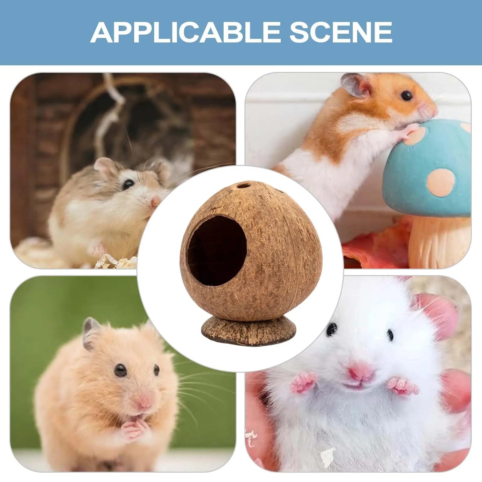 Hamster House Small Pet Nest Shelter Warm Chewing Teeth Coconut Shell Hamster Nest Pet House for Golden Bear Dutch Rat Squirrel
