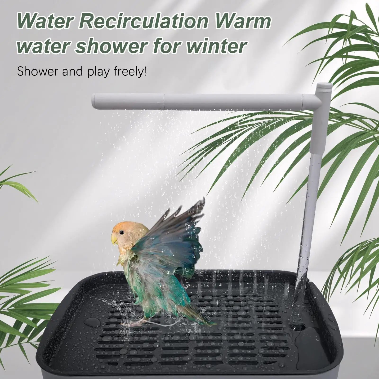 Automatic Parakeet Bird Bath Shower Parrot Shower Quiet Tub with Circulating Faucet Rechargeable Pet  Bathing Accessories