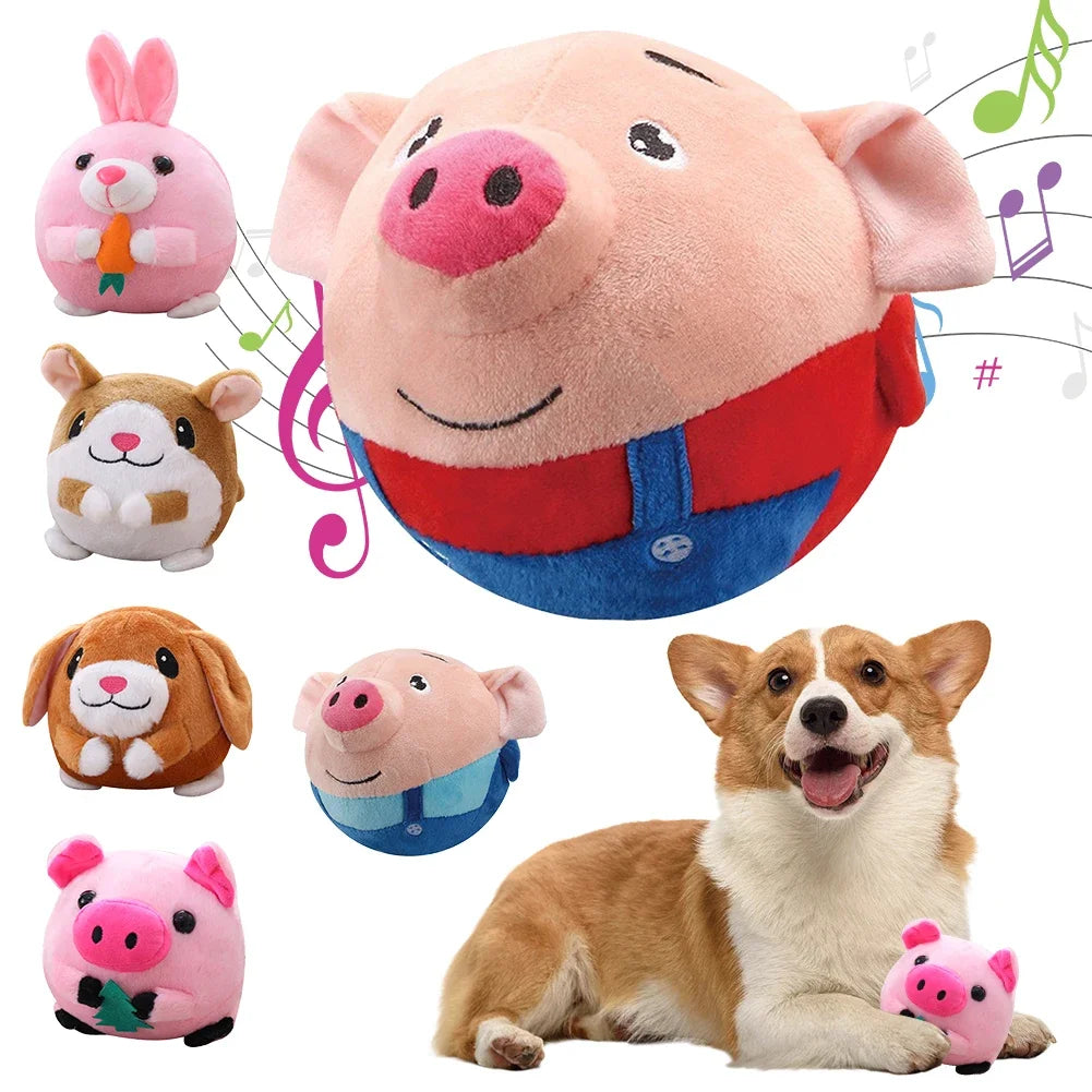 Electronic Pet Dog Toy USB Plush Automatic Bouncing Toy Vibration Ball Bite Puppy Ball Pet Plush Sing Chewing Squeaker Dog Toy