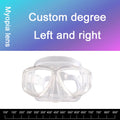 -1.5 To -8.5 Myopia Adults Silicone HD Clear Anti Fog Diving Eyewear Masks Custom For Left Right Eyes Different Degrees