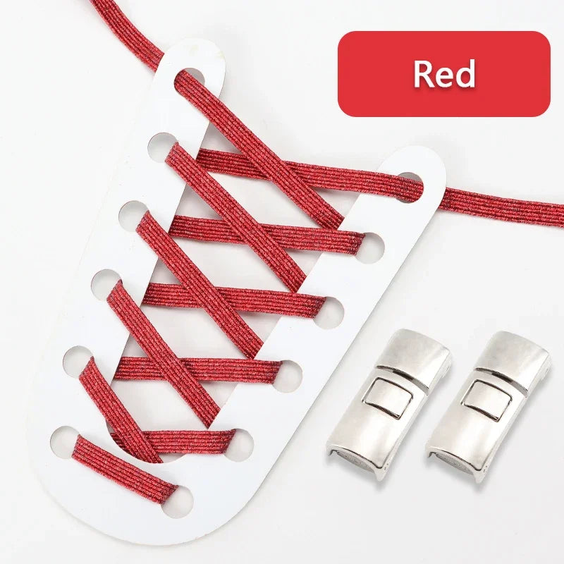 No Tie Shoelaces Flat Elastic Shoe Laces Candy Rainbow Gold Glitter Rubber Bands Cross Lock Shoelace for Sneakers Adults Kids