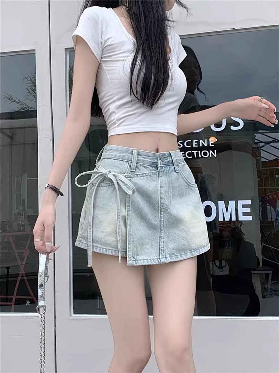 High Waist A-Line Denim Shorts Women's Summer New Style Half-length Skirt Sexy Girls Casual Comfortable Korean Version Short ...