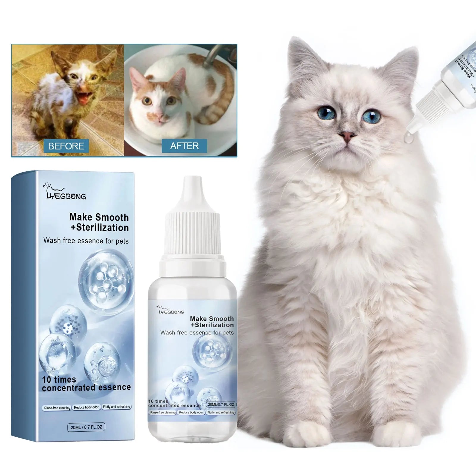 Pet Wash Free Essence Puppy Shampoo Softening Hair Remove Dirts Mites Deodorizing Itching Reduction Moisturizing Dog Body Wash
