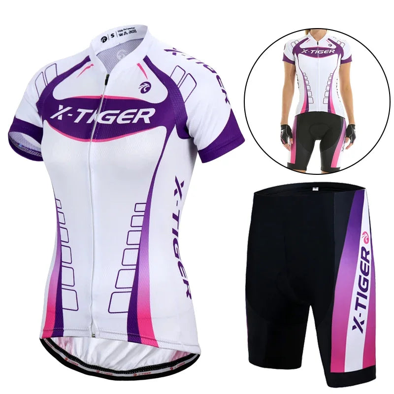 X-Tiger Pro Women Cycling Jerseys Sets MTB Bike Cycling Clothing Breathable Mountian Bicycle Clothes Summer Bike uniform Wear