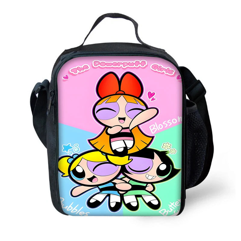 Child Cute Anime Powerpuffs Girlss School Backpack with Lunch Bags ,Pencil Bags ,School Bags for Boys Girls Best Gift