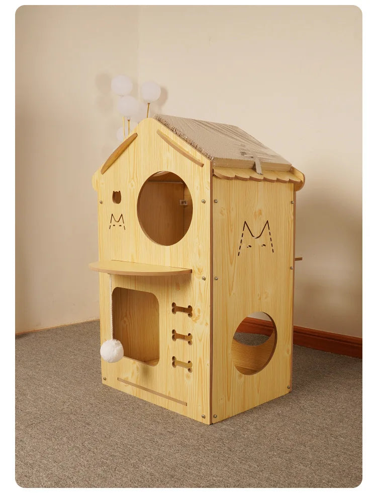 Pet Villa Wooden House Bedroom Home Wooden Splicing Assembly Cat and Dog Universal Villa House Indoor Pet Items