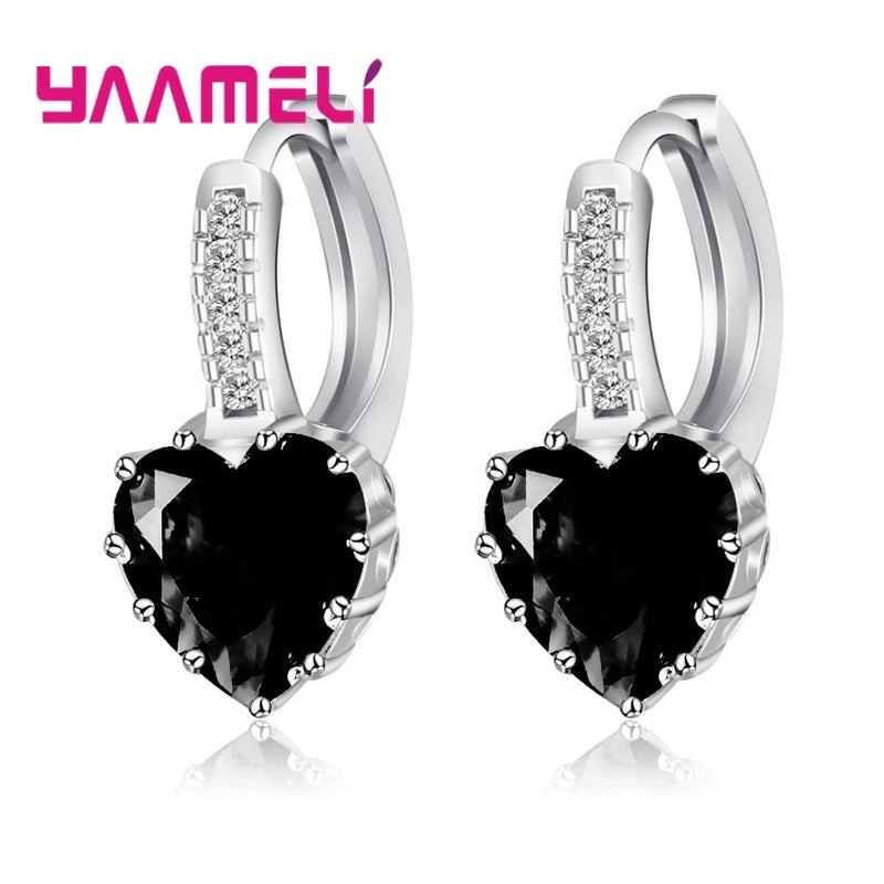 Big Sale 925 Sterling Silver Loop Hoop Earrings Candy Color Cubic Zircon Charms Women Jewelry Wedding Accessory Brincos