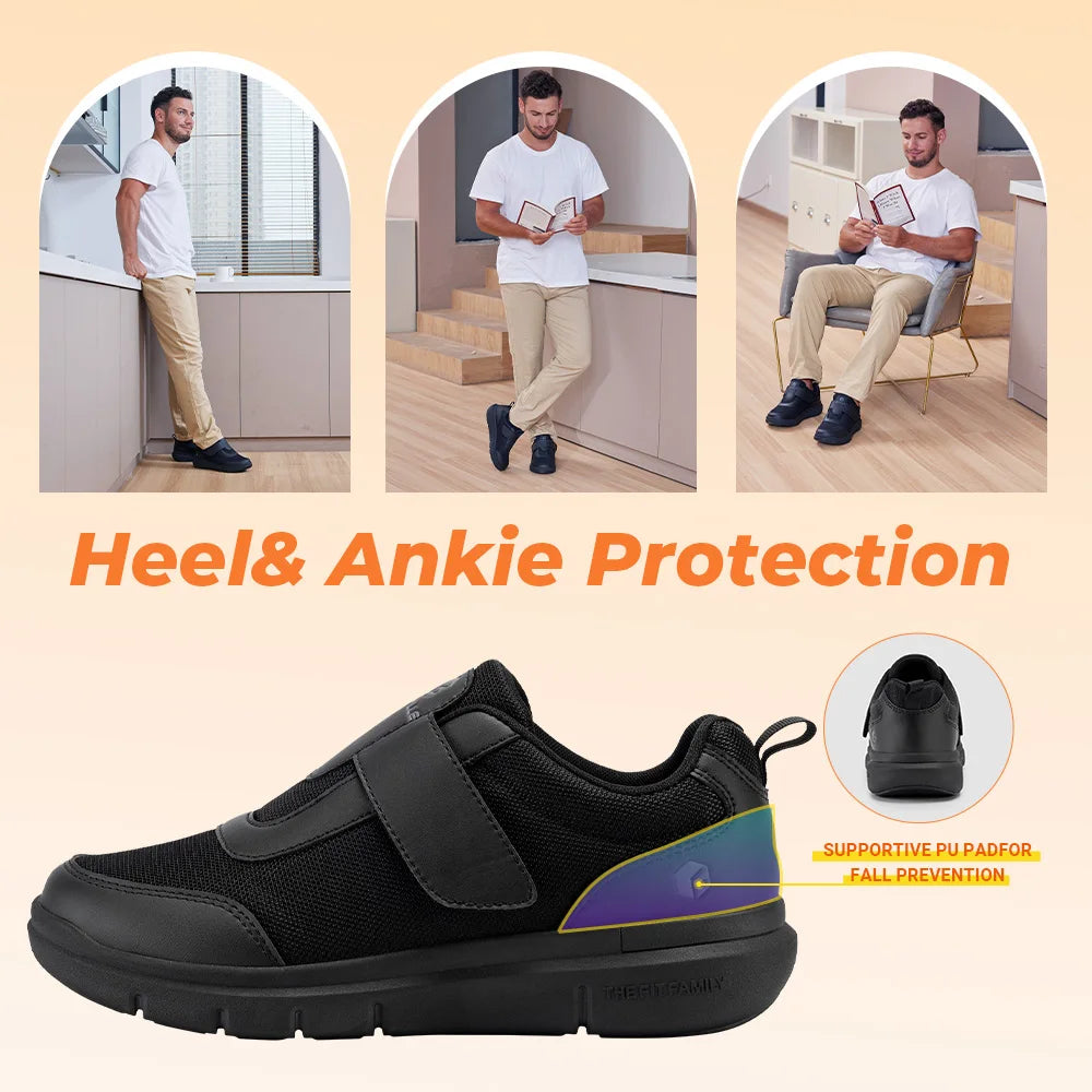 FitVille Diabetic Shoes Mens Extra Wide Width for Swollen Feet Neuropathy Diabetic Pain Relief Lightweight Walking Casual Shoes
