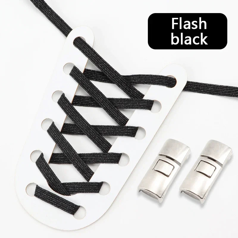 No Tie Shoelaces Flat Elastic Shoe Laces Candy Rainbow Gold Glitter Rubber Bands Cross Lock Shoelace for Sneakers Adults Kids