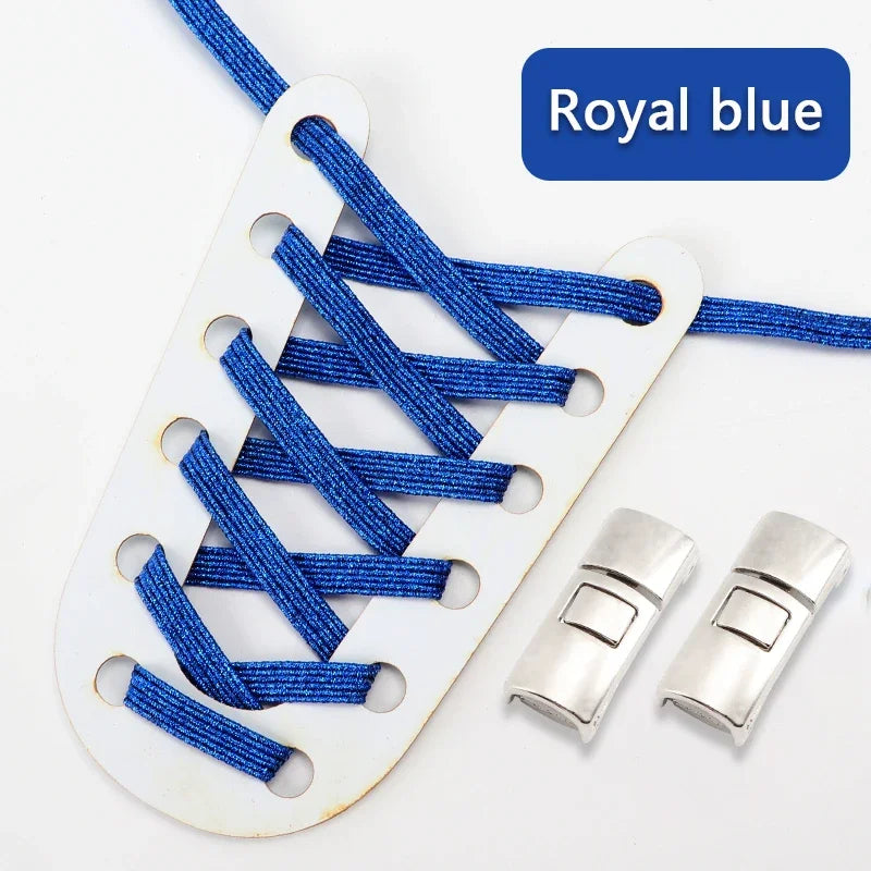 No Tie Shoelaces Flat Elastic Shoe Laces Candy Rainbow Gold Glitter Rubber Bands Cross Lock Shoelace for Sneakers Adults Kids