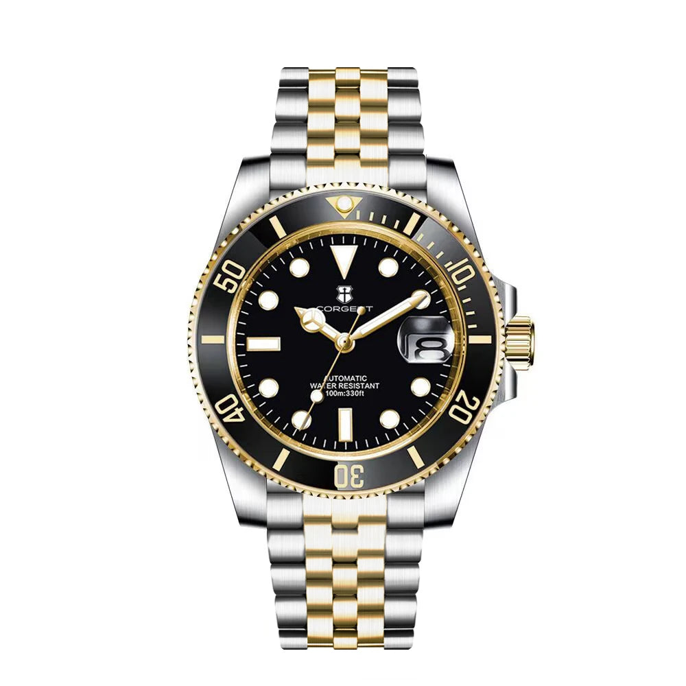 40mm Corgeut Watch Man100M Waterproof Sapphire Glass Two Tone Gold nh35 Mechanical Automatic Wristwatches for Men Reloj 40MM