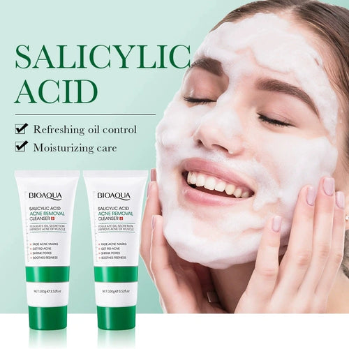 1/2pcs BIOAQUA Salicylic Acid Facial Cleanser Acne Treatment Moisturizing Oil Control Face Wash Foam Face Cleanser Skin Care