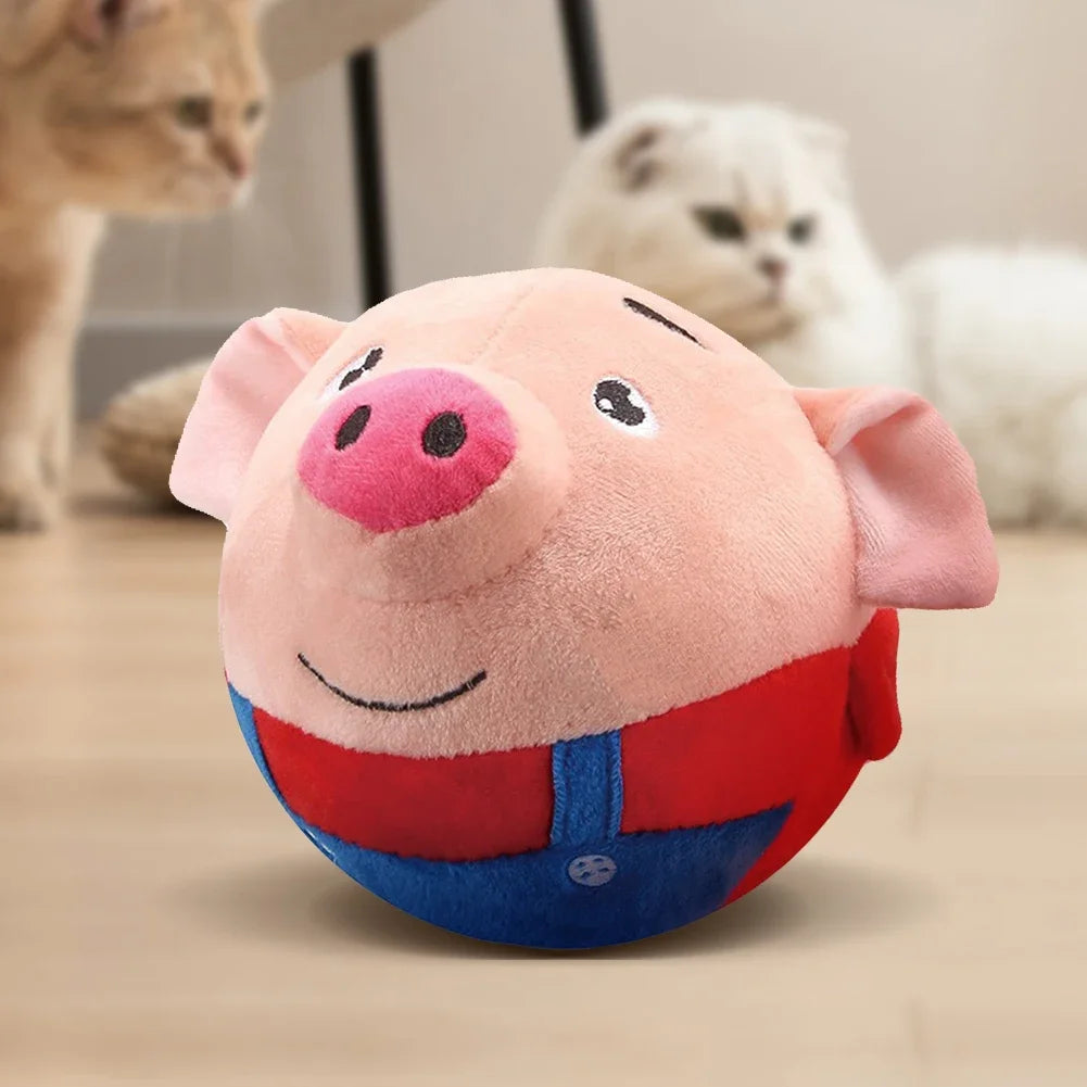 Electronic Pet Dog Toy USB Plush Automatic Bouncing Toy Vibration Ball Bite Puppy Ball Pet Plush Sing Chewing Squeaker Dog Toy
