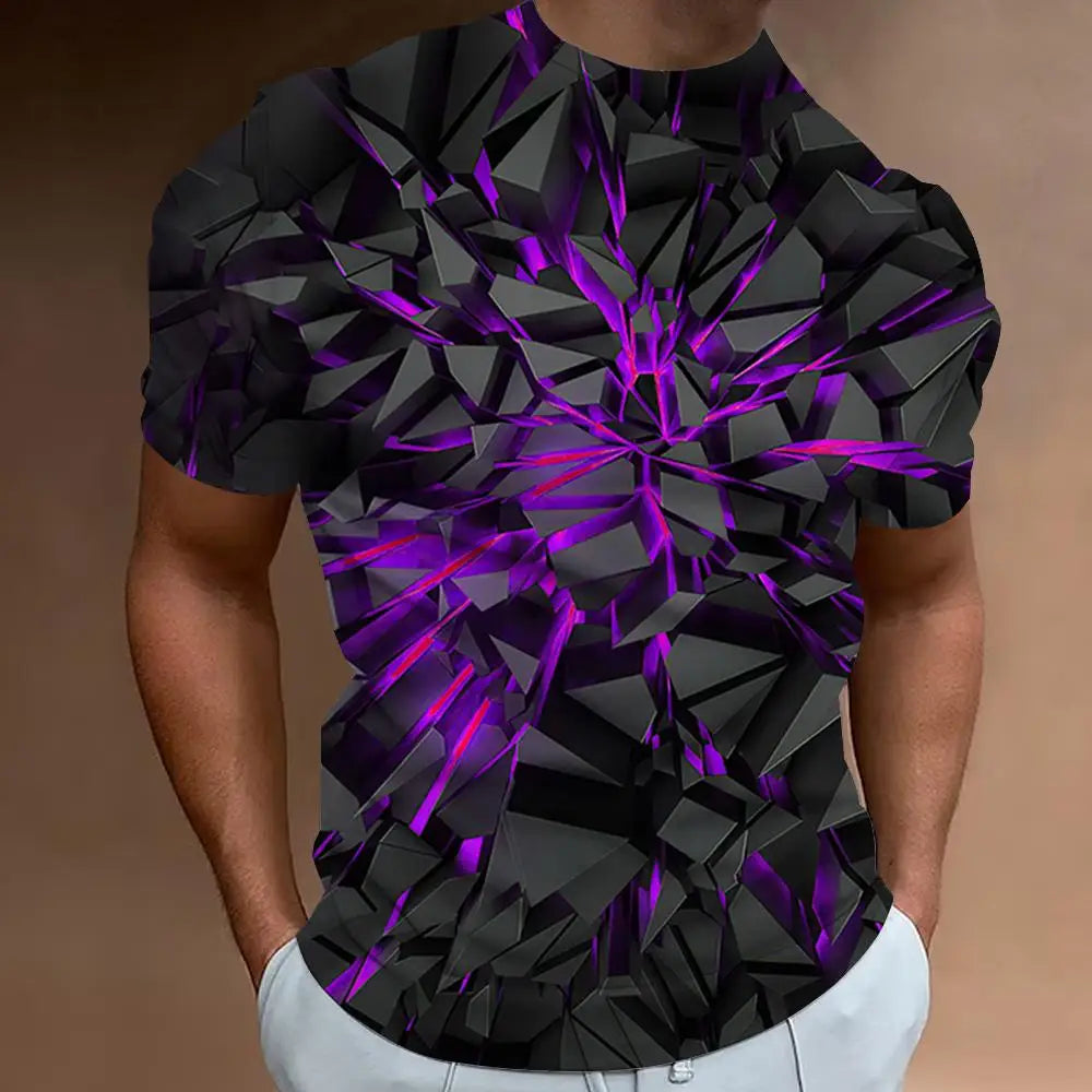 Fashion T-Shirts For Men 3d Line Printed Men'S Clothing Street Designer Short Sleeved Oversized Top Tees Daily Casual Sportswear