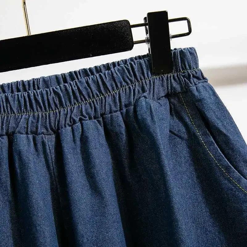 High Waist Wide Leg Jeans Skirt Mid-Length plus Size Women's Autumn Fashion A- Line Nine-Piece Pants Chinese Brand AE Stock