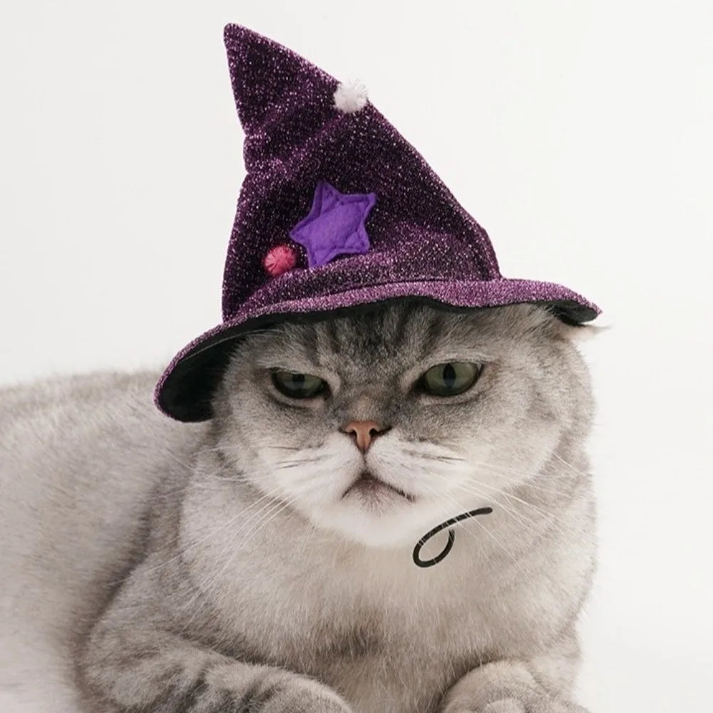 Funny Star Pet Witch Cloak Cloth Purple Halloween Pet Cloak Soft Pet Clothes Dog Witch Costume Cat