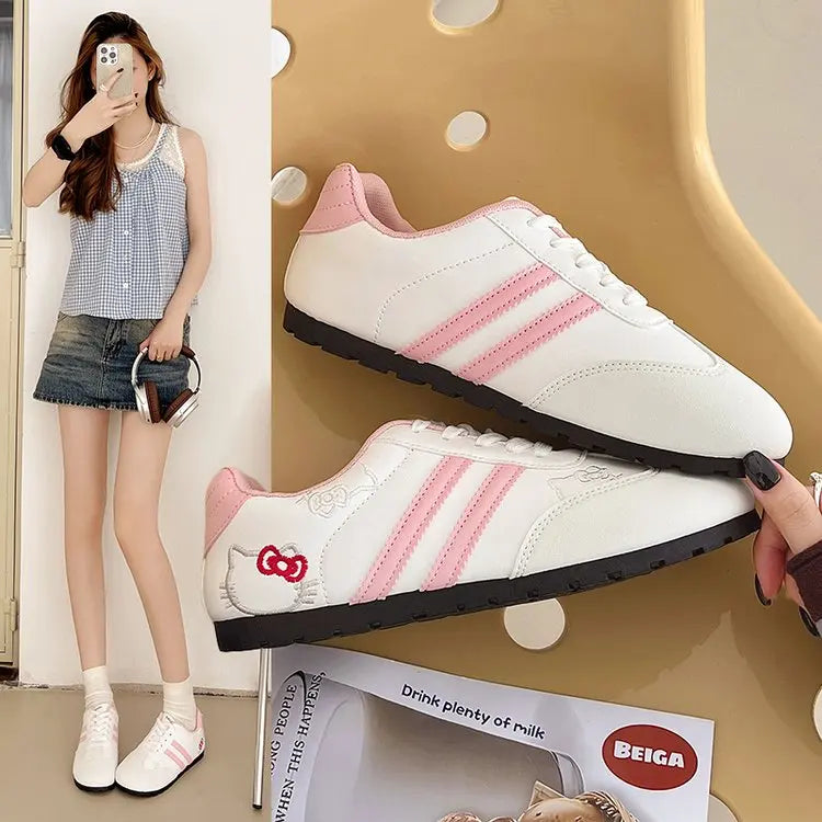 Women's Casual Shoes Cute Kitten Embroidery Soft Bottom Non-slip Comfortable De Training Shoes New Hundred Fashion Plate Shoes