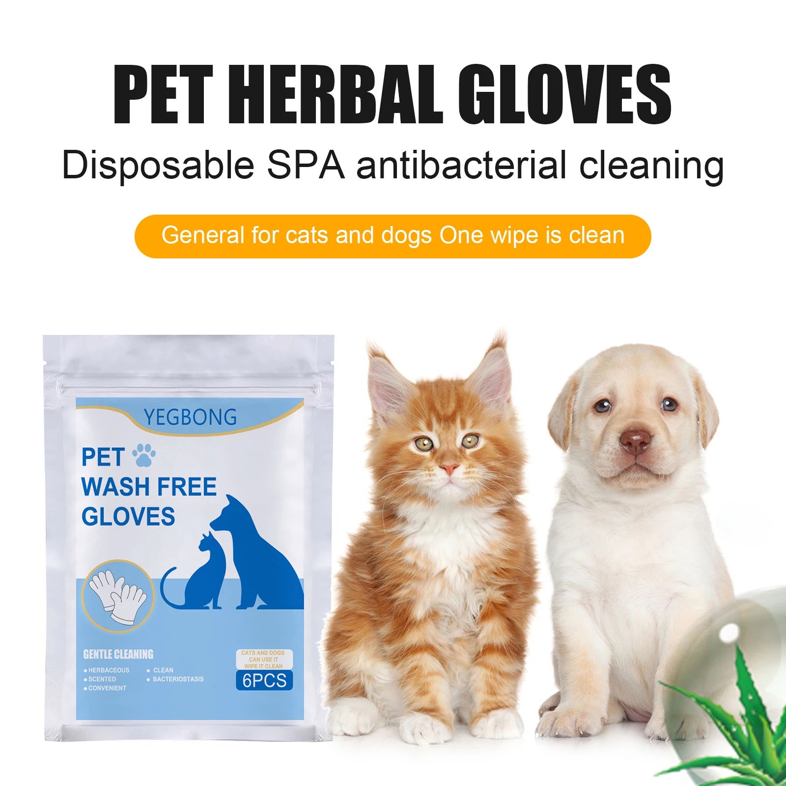Pet Wash Free Cleaning Gloves Towels Removing Stubborn Dirt Eliminating Odors Smoothing Hair No Rinse Washing Gloves Towels 6pcs