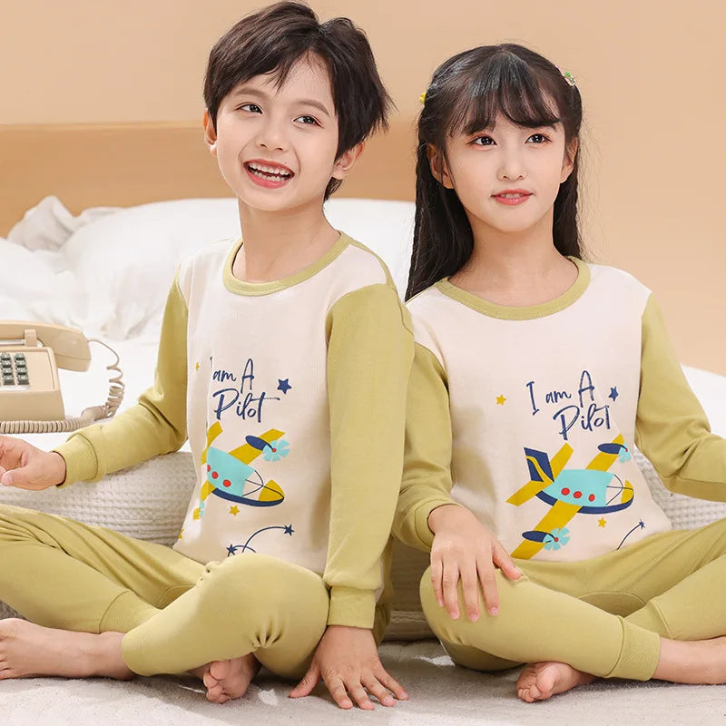 Children's Pajamas Set Cartoon Panda Kids Sleepwear Baby Boys Clothes Sleep Suit Cotton Pyjamas Infant Nightwear For Girls