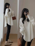 겨울 스웨터 Ladies' Lazy Sle Knitted Sweater Autumn Winter Faionable Base Layer Irt Inner Wear Mermaid Color Matching Top