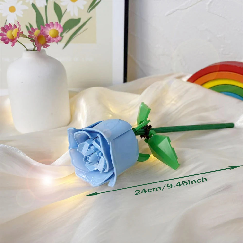 KNEW BUILT 3D Rose Building Blocks Toys-Everlasting Love,Perfect Valentine's Gift ,DIY Flower Home/Desk Decor,Simple Assembly