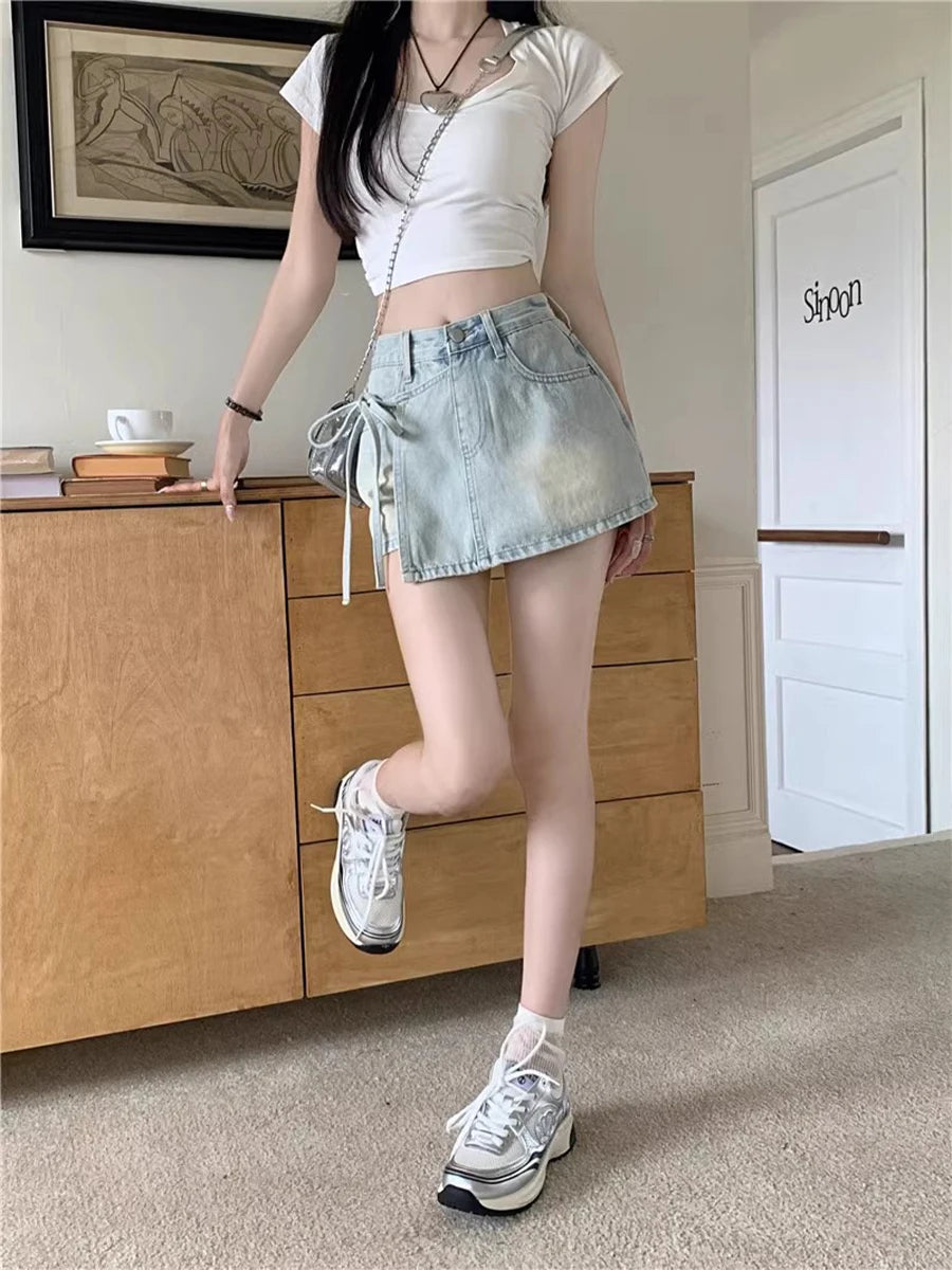 High Waist A-Line Denim Shorts Women's Summer New Style Half-length Skirt Sexy Girls Casual Comfortable Korean Version Short ...