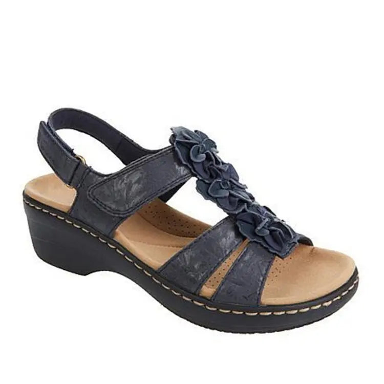Summer Sandals Women 2022 New Flower Wedge Platform Orthopedics Shoes Retro Rome Casual Comfortable Peep Toe Sandalias De Mujer