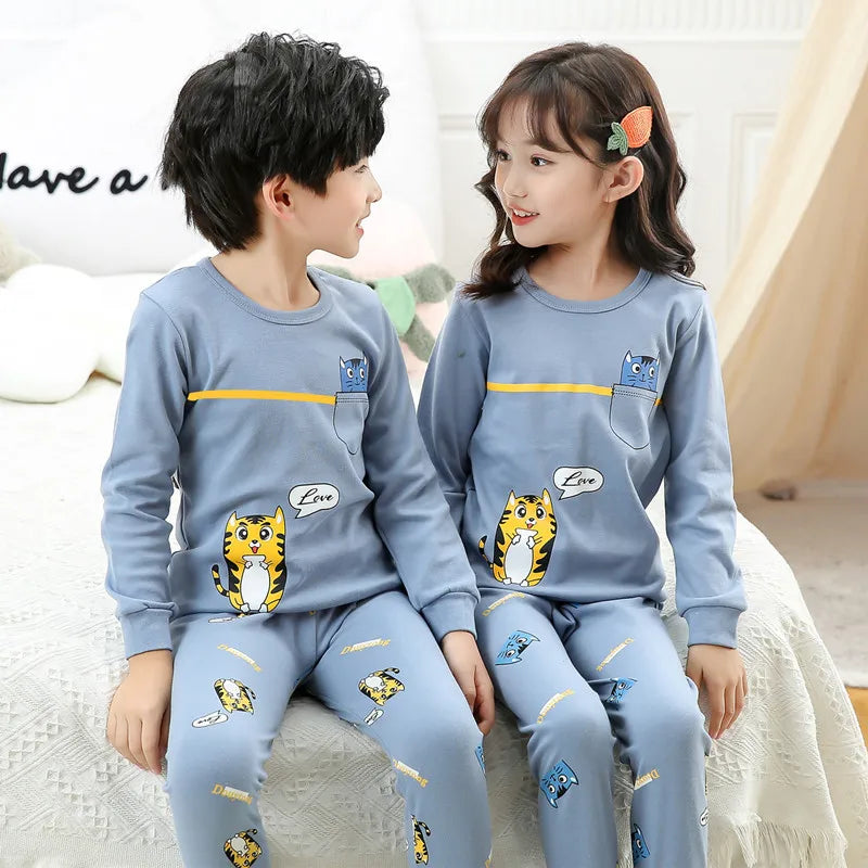 Children's Pajamas Set Cartoon Panda Kids Sleepwear Baby Boys Clothes Sleep Suit Cotton Pyjamas Infant Nightwear For Girls