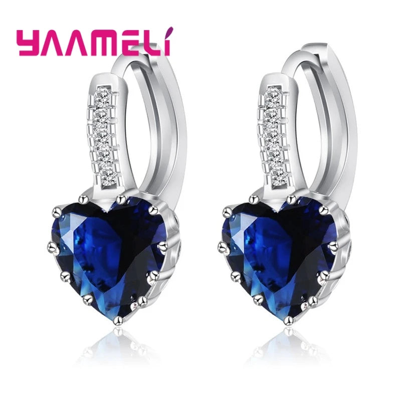 Big Sale 925 Sterling Silver Loop Hoop Earrings Candy Color Cubic Zircon Charms Women Jewelry Wedding Accessory Brincos