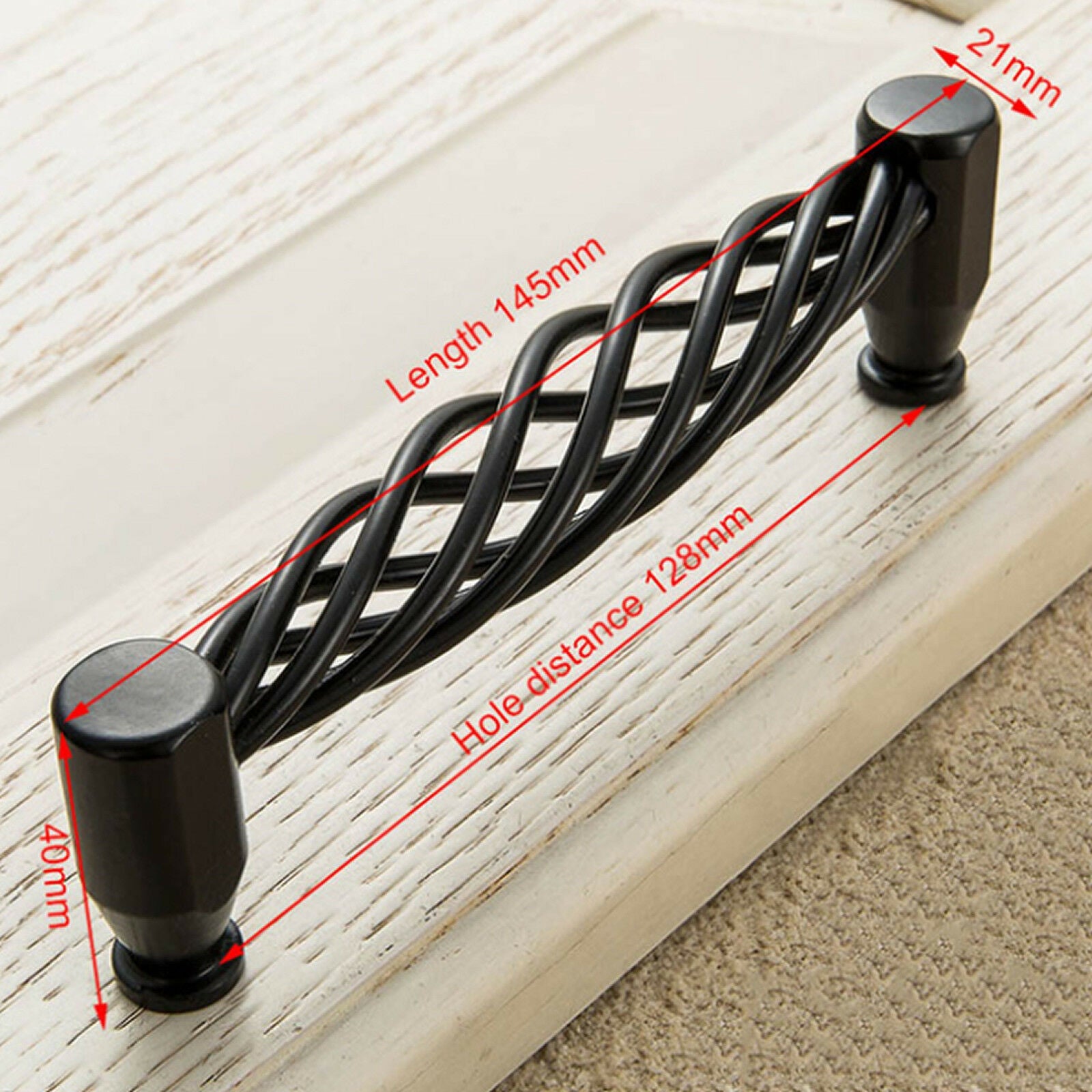 Matt Black 128mm Cabinet Door Handles Drawers & Cupboards ~2413